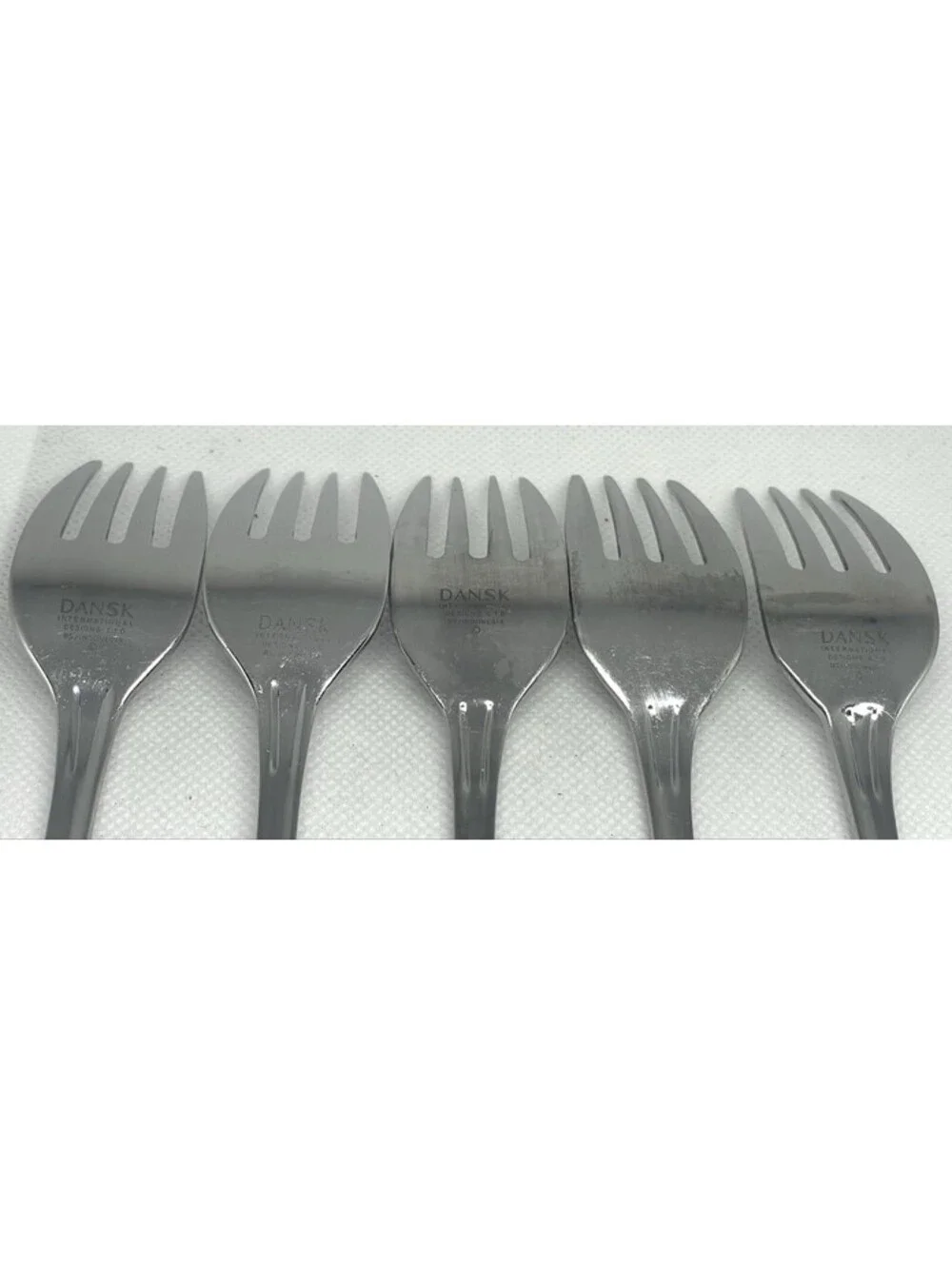 (5) Dansk SCALLOPED Stainless Indonesia Salad Fork Lot ~ 6.5”